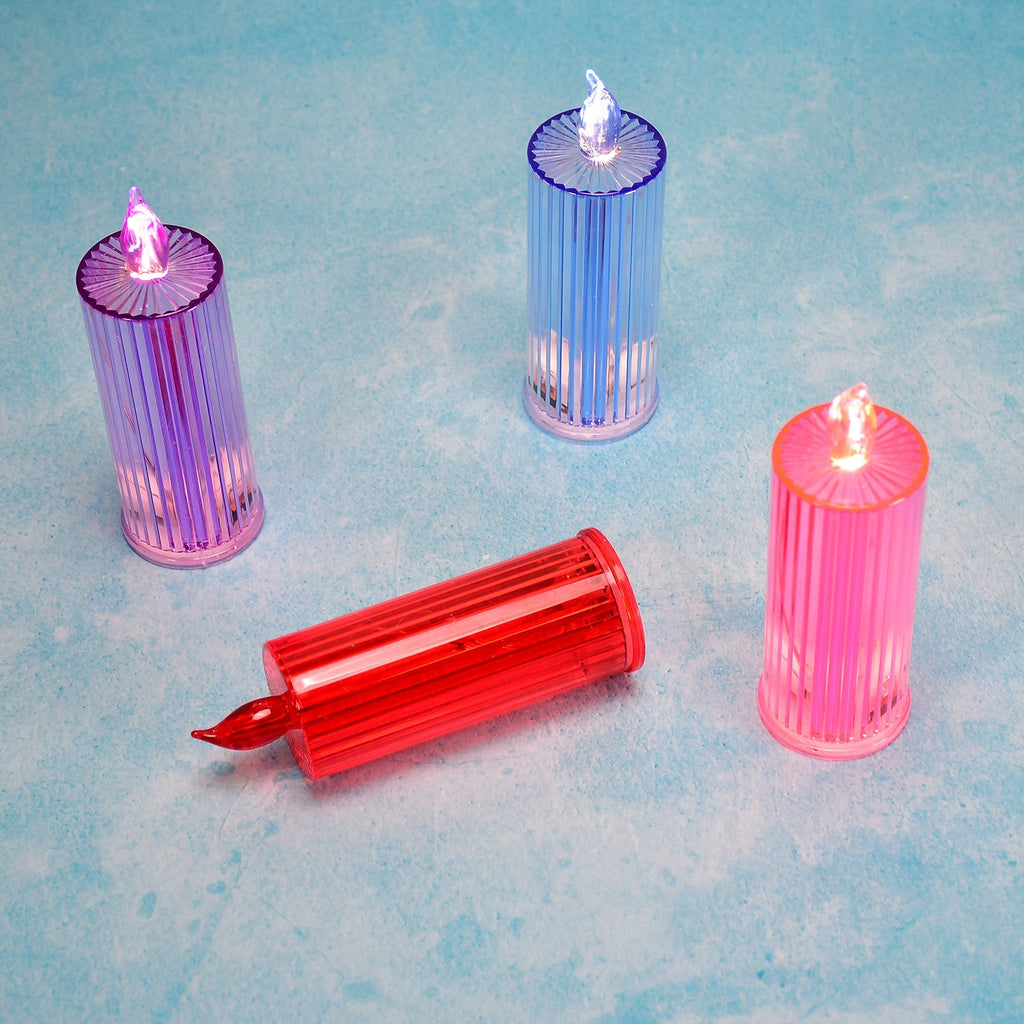 LED Crystal Candle Glitter Swirling Multicolor Decor | Styleva - Back View