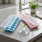 Plastic Ice Cube Tray with Lid Hygienic & Easy Release, Pack of 2 - Front View