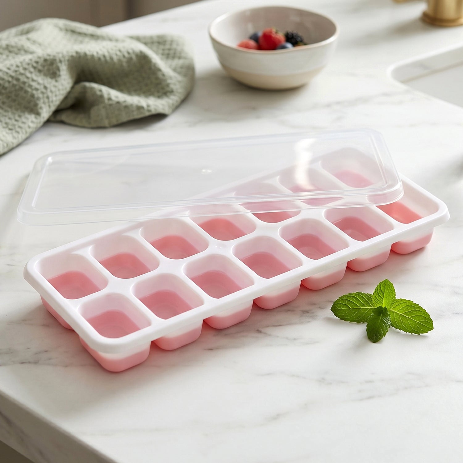 Plastic Ice Cube Tray with Lid Hygienic & Easy Release, Pack of 2 - Detail View 7