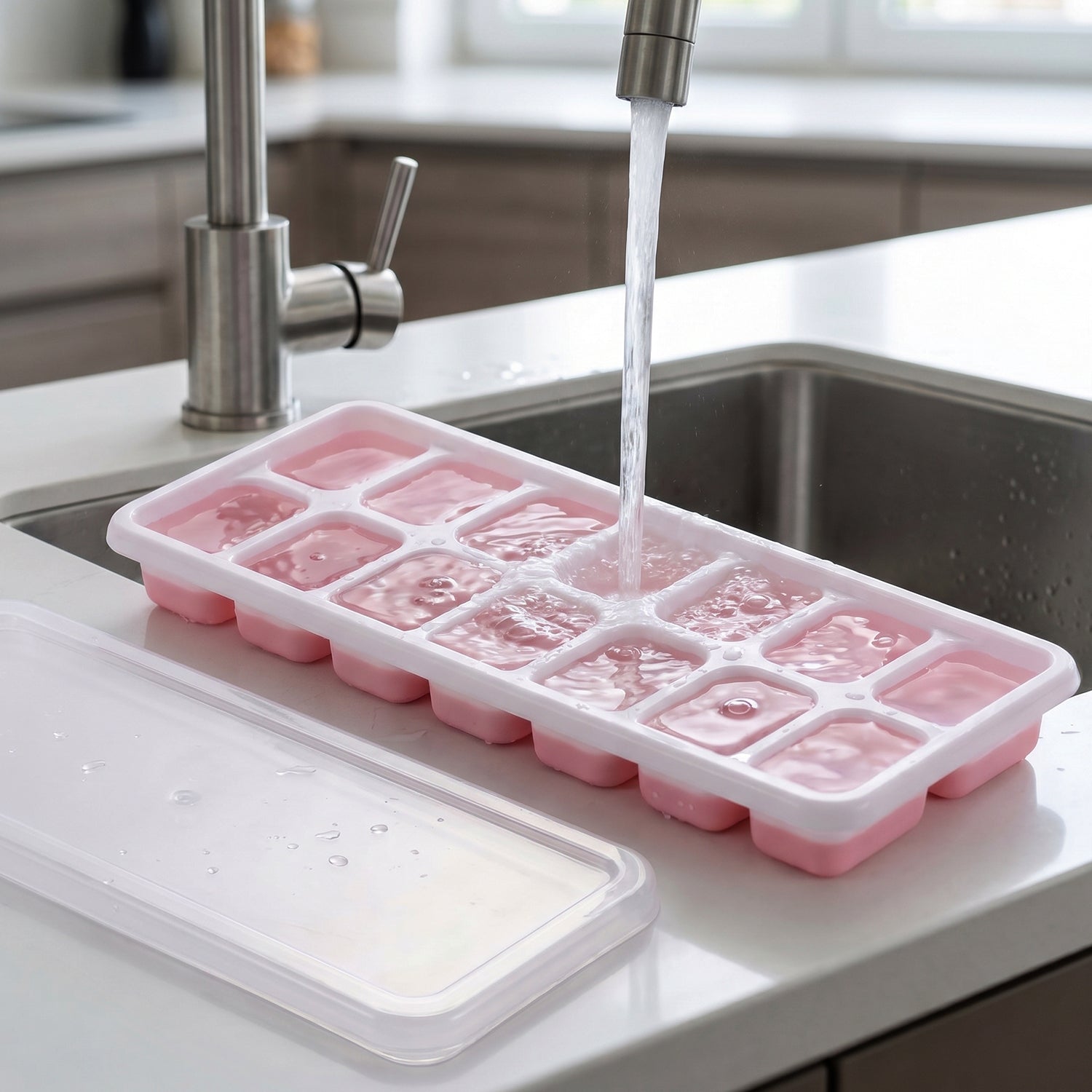 Plastic Ice Cube Tray with Lid Hygienic & Easy Release, Pack of 2 - Detail View 8