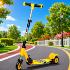 ALVENZA KIXY Kids 3 Wheel Foldable Scooter with Adjustable Height Handlebar, LED Wheels & Spring Suspension