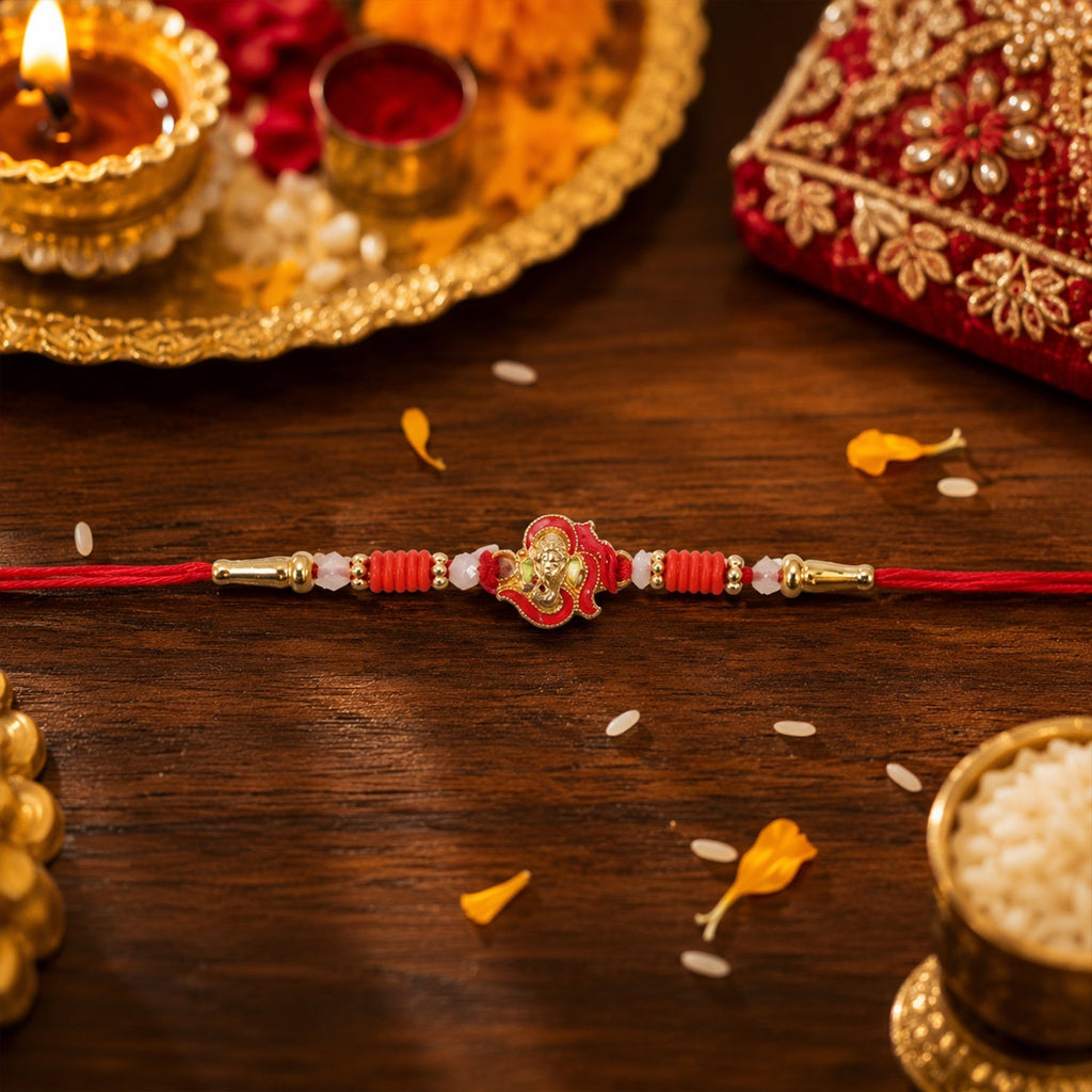 ALVENZA Mini Lord Ganesha Rakhi – Traditional Designer Gift for Brother