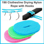 Nylon Clothesline 5m Windproof Rope with Hooks | BathNova - Back View