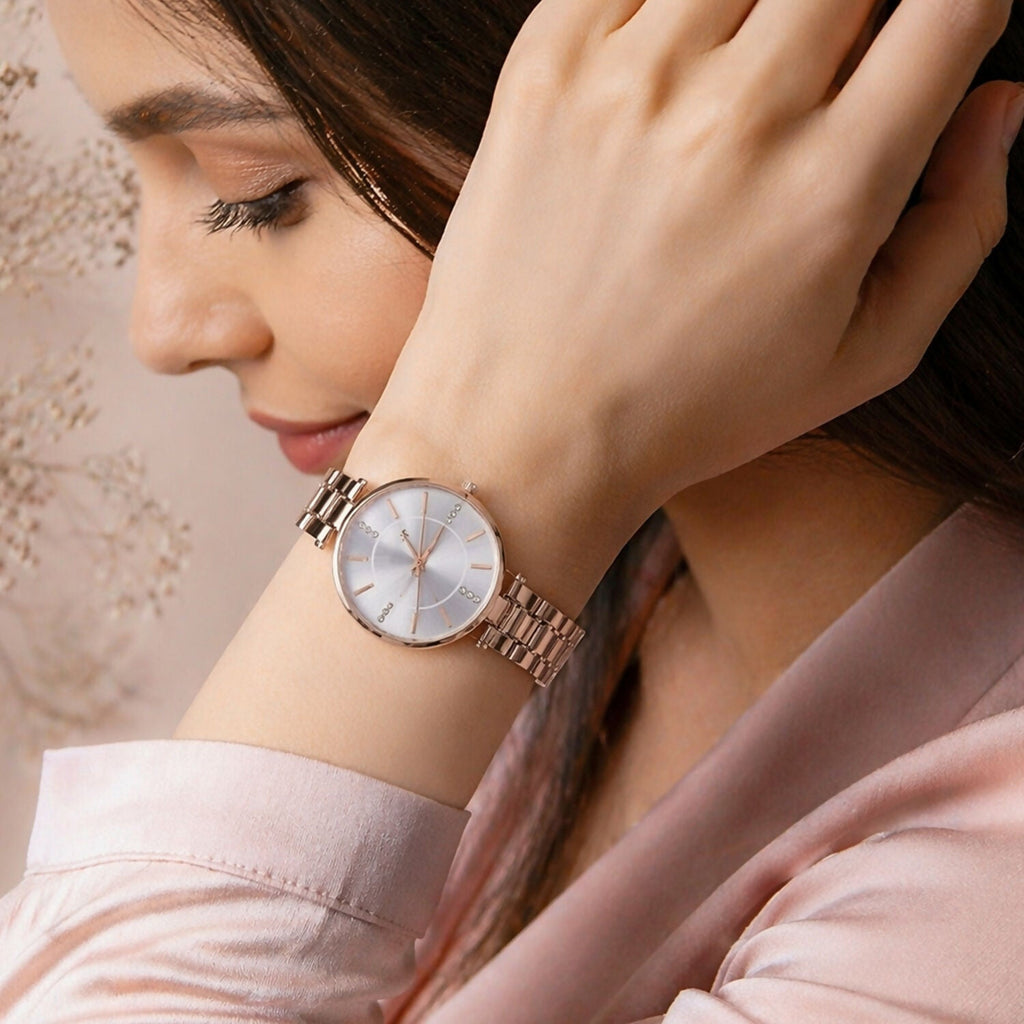 Women’s Rose Gold Watch – Elegant, Crystal-Accented Design