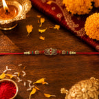 ALVENZA Rudraksha Rakhi – Antique Oxidized Design for Brother
