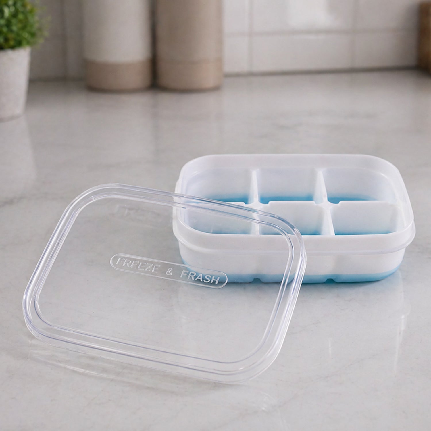 Mini Plastic 6-Cavity Ice Cube Tray Space-Saving & Reusable - Front View