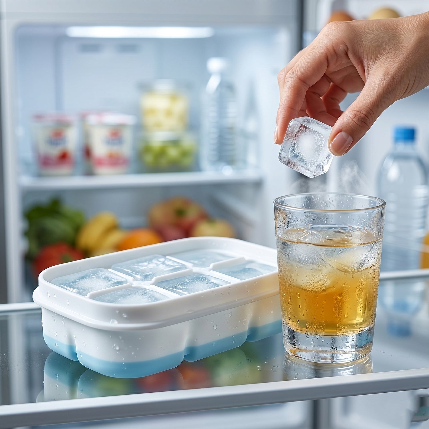 Mini Plastic 6-Cavity Ice Cube Tray Space-Saving & Reusable - Back View