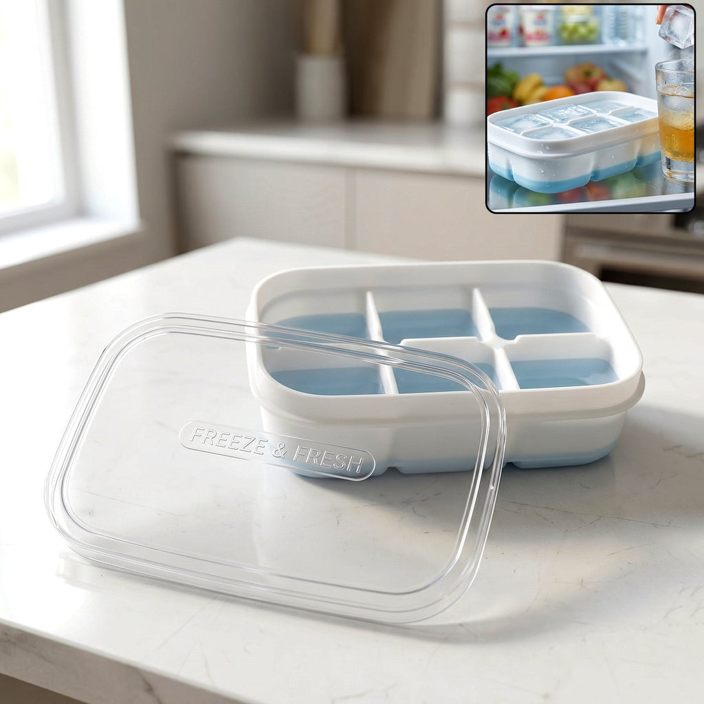 Mini Plastic 6-Cavity Ice Cube Tray Space-Saving & Reusable