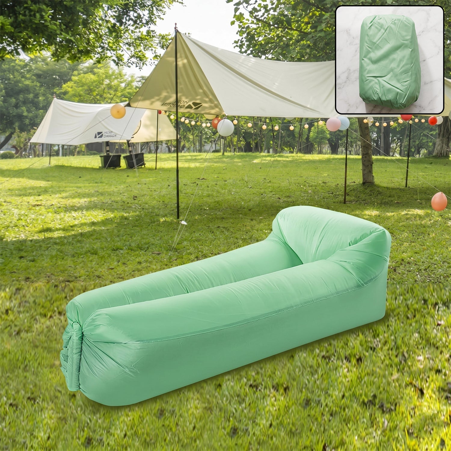 Inflatable Lounger Portable & Comfortable for Indoor & Outdoors - Front View