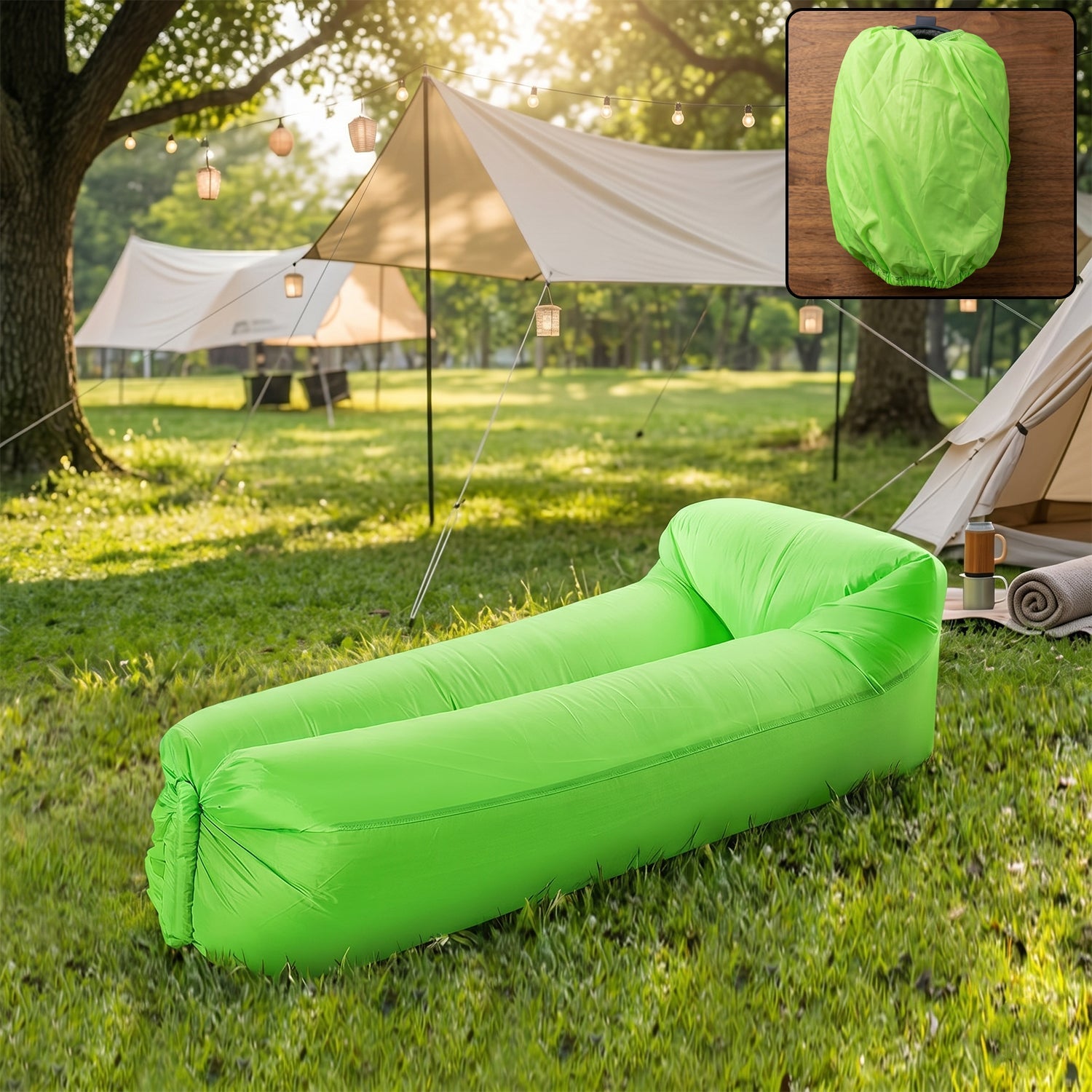 Inflatable Lounger Portable & Comfortable for Indoor & Outdoor Use - Front View