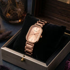Elegant Rose Gold Women's Watch – Rectangular Dial & Premium Metal Strap