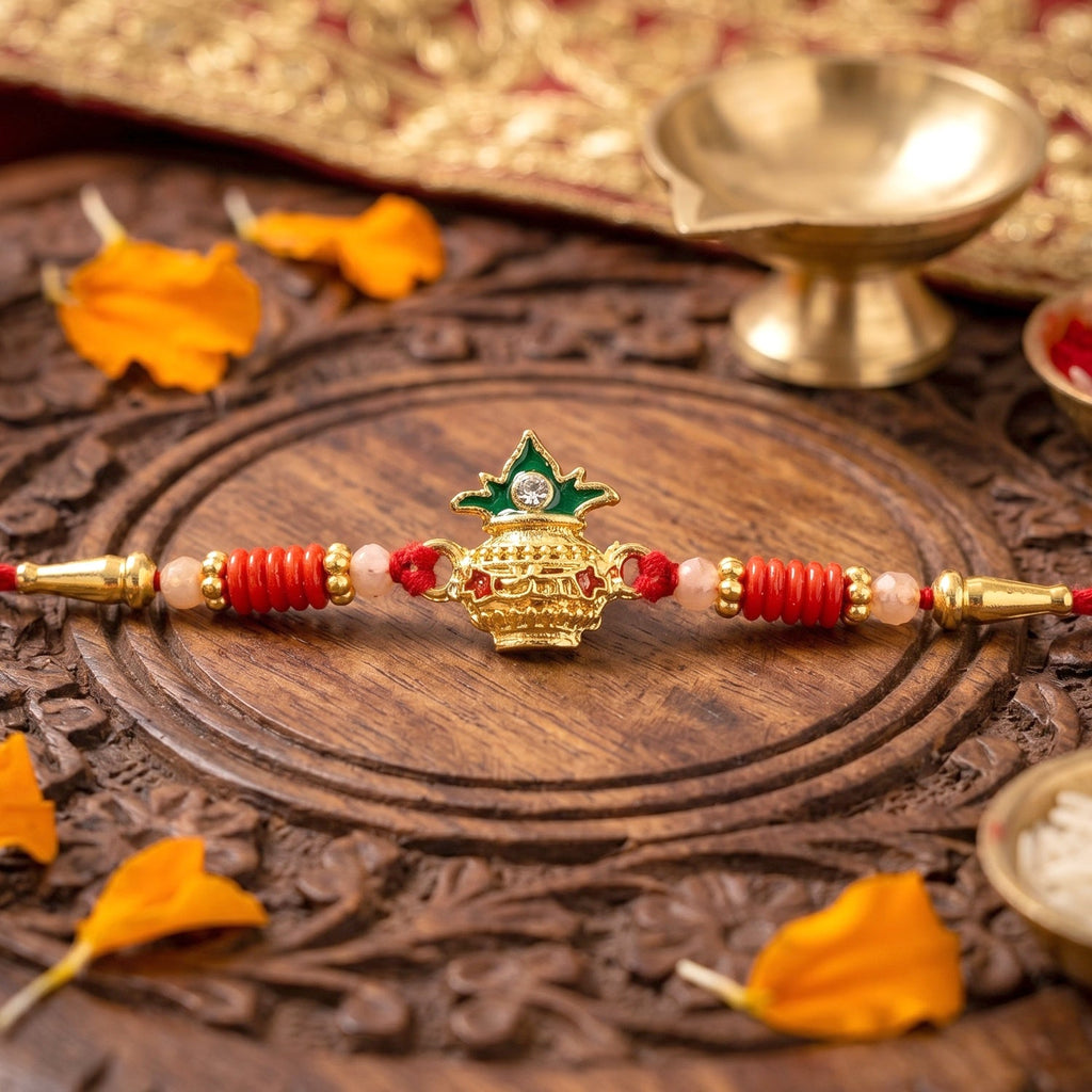 ALVENZA Sacred Kalash Rakhi – Traditional & Stylish for Raksha Bandhan