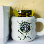 ALVENZA Ceramic Coffee Mug with Lid – Elegant Marble Design & Heat Retention