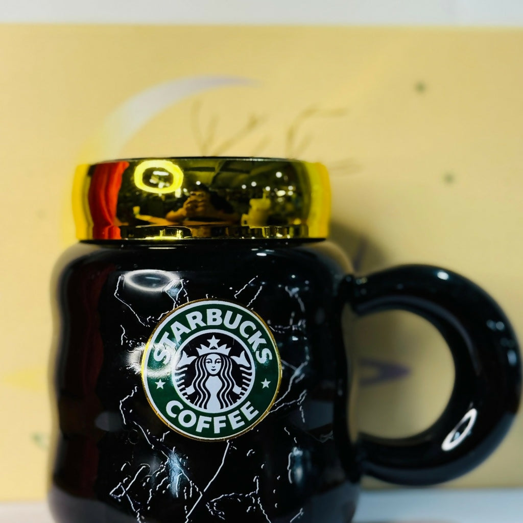 ALVENZA Ceramic Coffee Mug with Lid – Elegant Marble Design & Heat Retention
