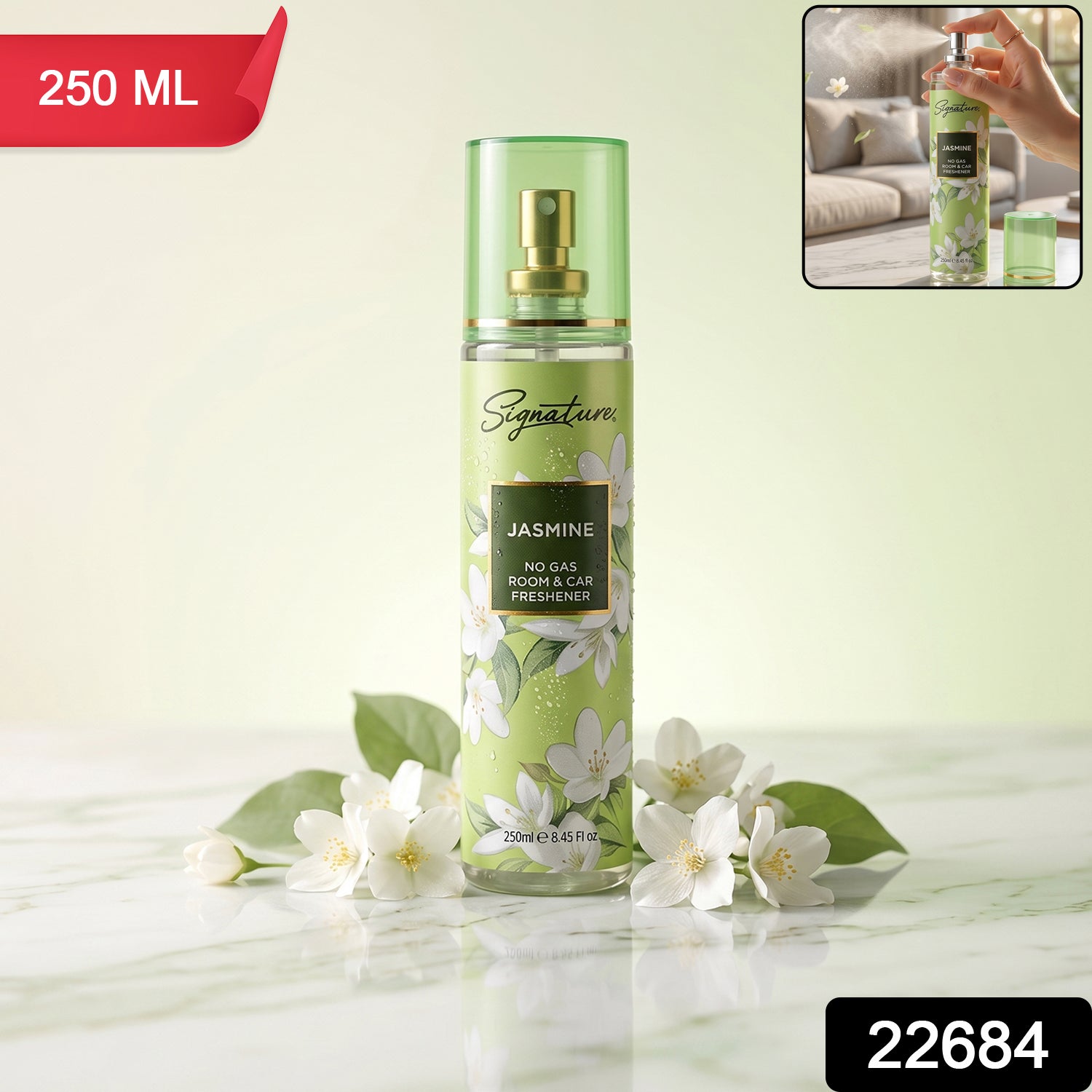 Jasmine Room & Car Freshener Spray Long-Lasting Floral Fragrance - Side View