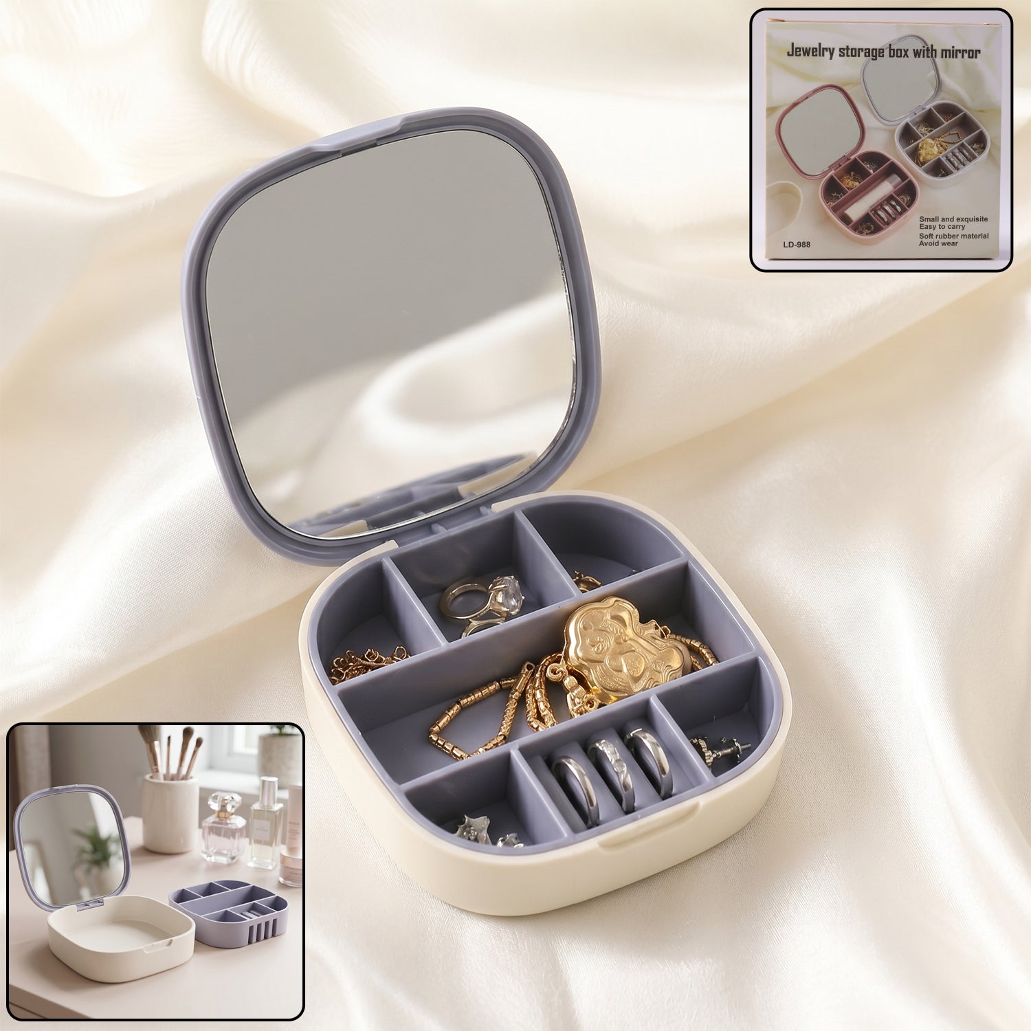 Plastic Jewelry Storage Box Compact & Travel-Friendly Organizer - Side View