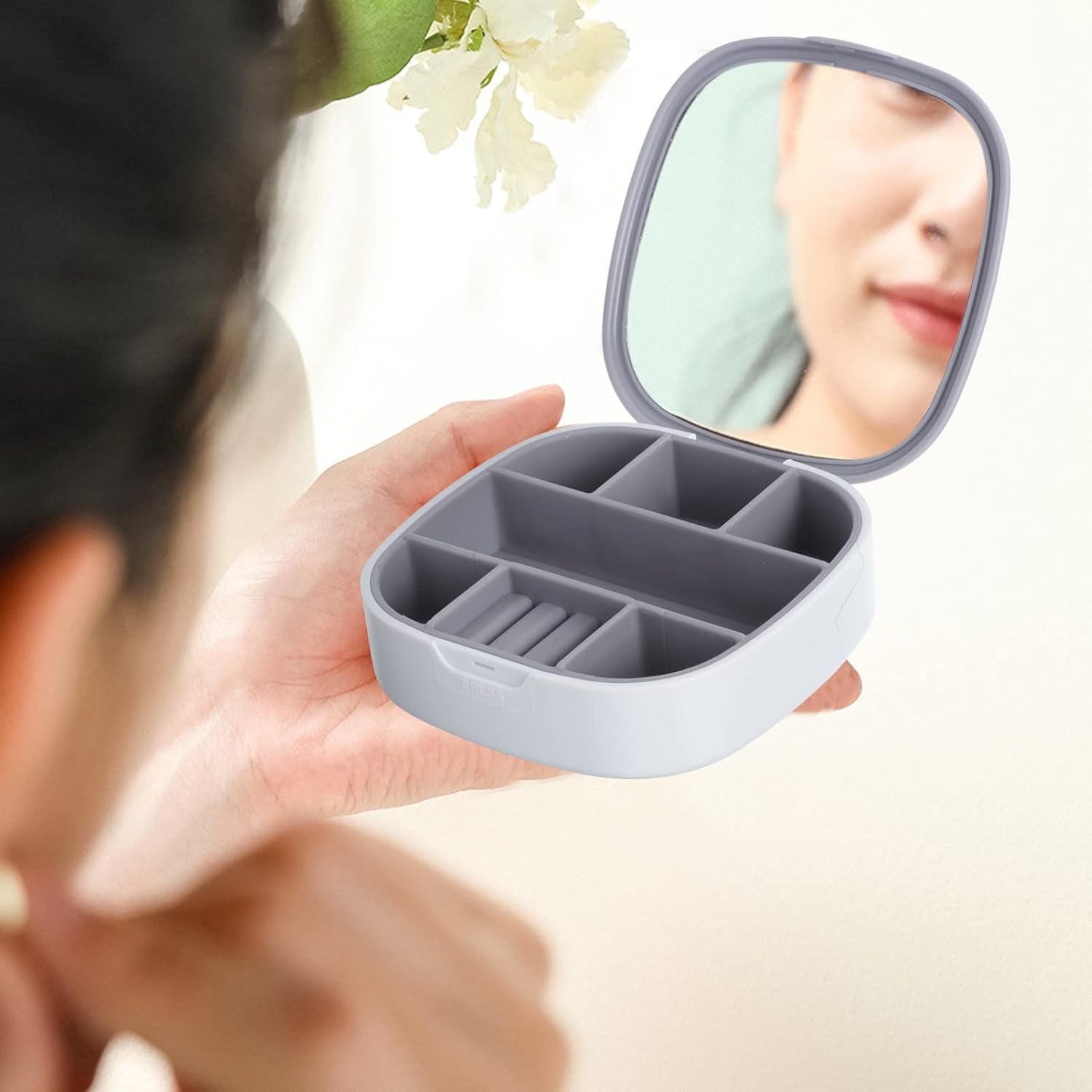 Plastic Jewelry Storage Box Compact & Travel-Friendly Organizer - Back View