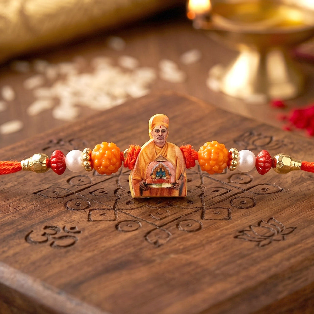 ALVENZA Pramukh Swami Maharaj Devotional Rakhi – Traditional Brother Gift