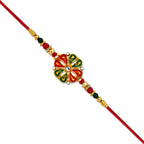 ALVENZA Flower Rakhi for Brother - Enamel & Golden Beads Design