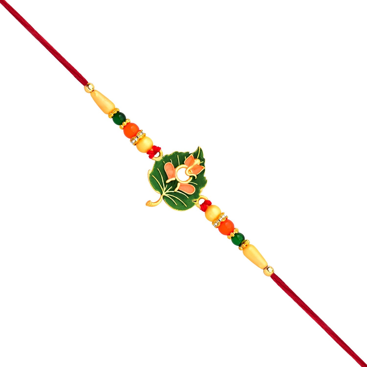 ALVENZA Tulsi Leaf Rakhi - Spiritual Blessings & Beaded Design