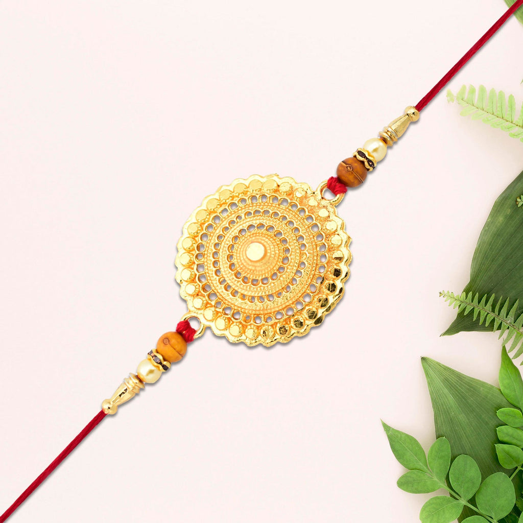 ALVENZA Golden Rakhi Combo for Brother - 5 Assorted Designs with Surprise