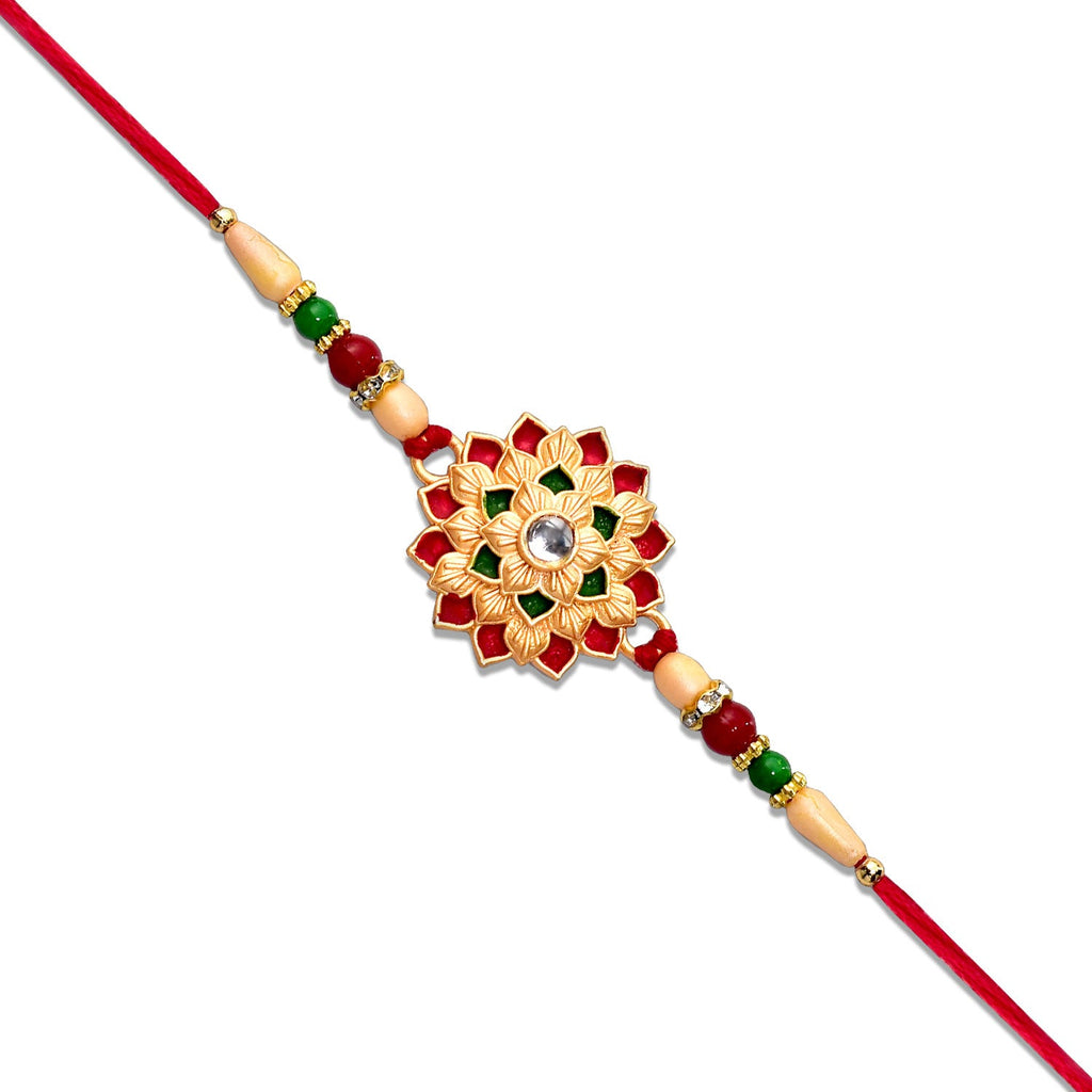 ALVENZA Flower Design Rakhi - Elegant Floral Thread for Brother