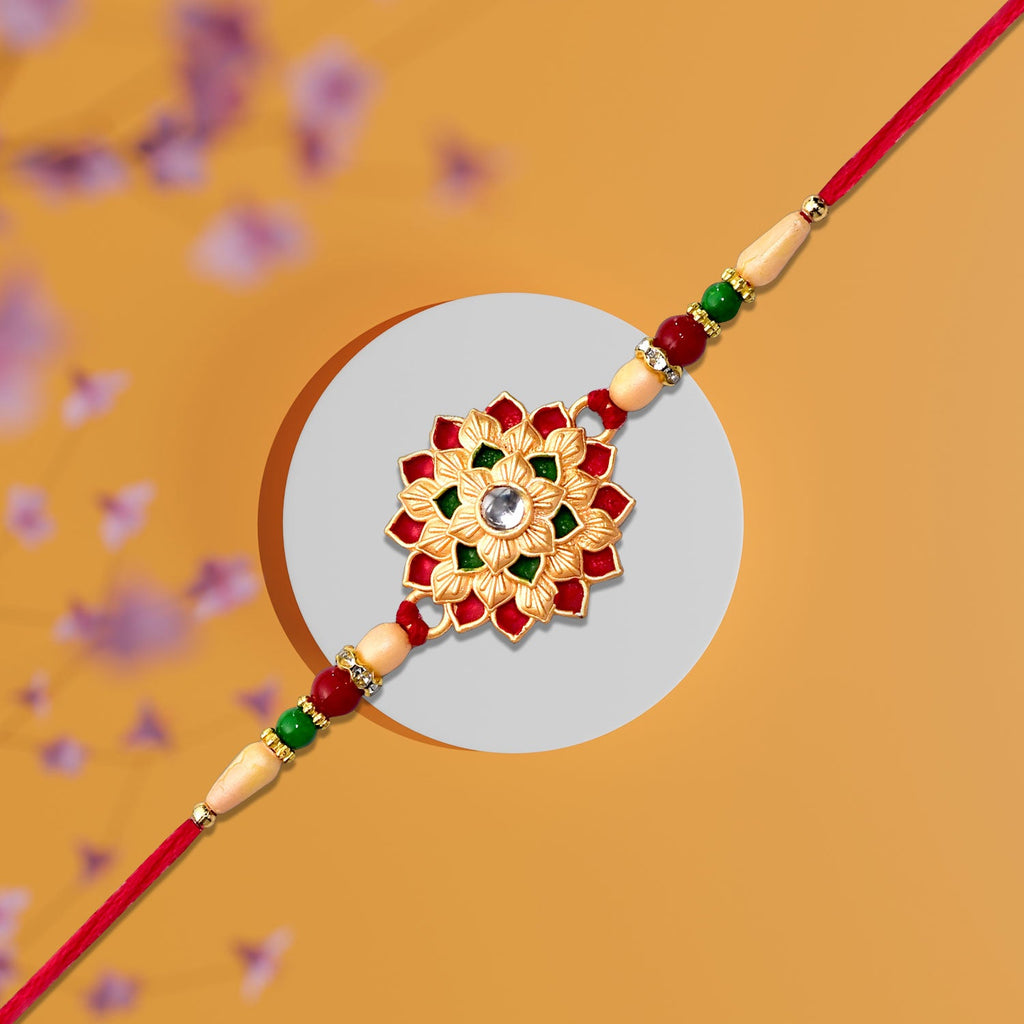 ALVENZA Flower Design Rakhi - Elegant Floral Thread for Brother