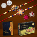 ALVENZA Rakhi Gift Pack with Sweet Surprise - 2 Premium Rakhis & Chocolates