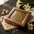 ALVENZA Antique Brass Peacock Dry Fruit Box – Elegant Dual-Tone Design