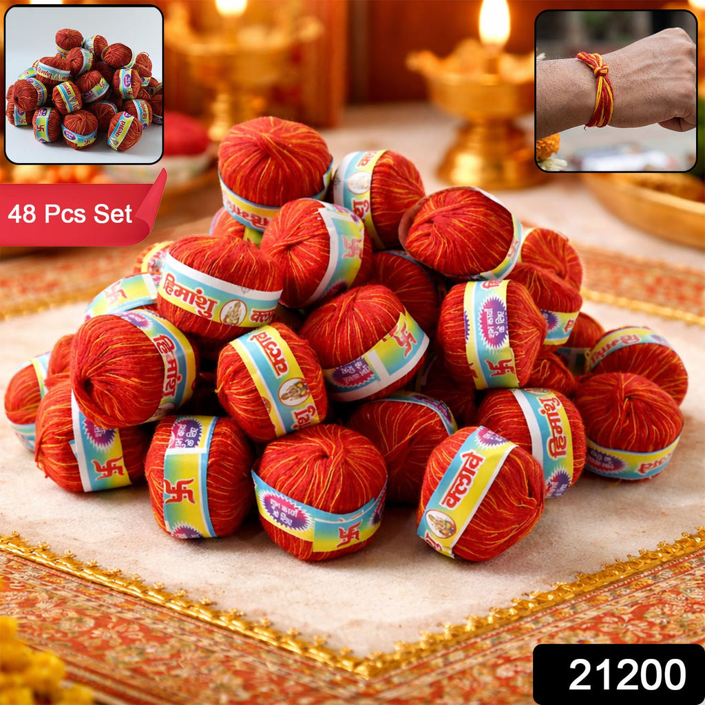 Sacred Cotton Thread Set – 48 Pooja Kalawa Balls for Rituals