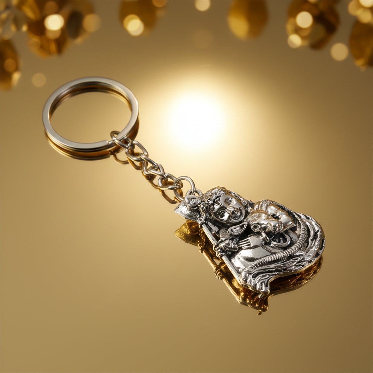 ALVENZA Silver Finish Bal Krishna Metal Keychain – Elegant Devotional Charm
