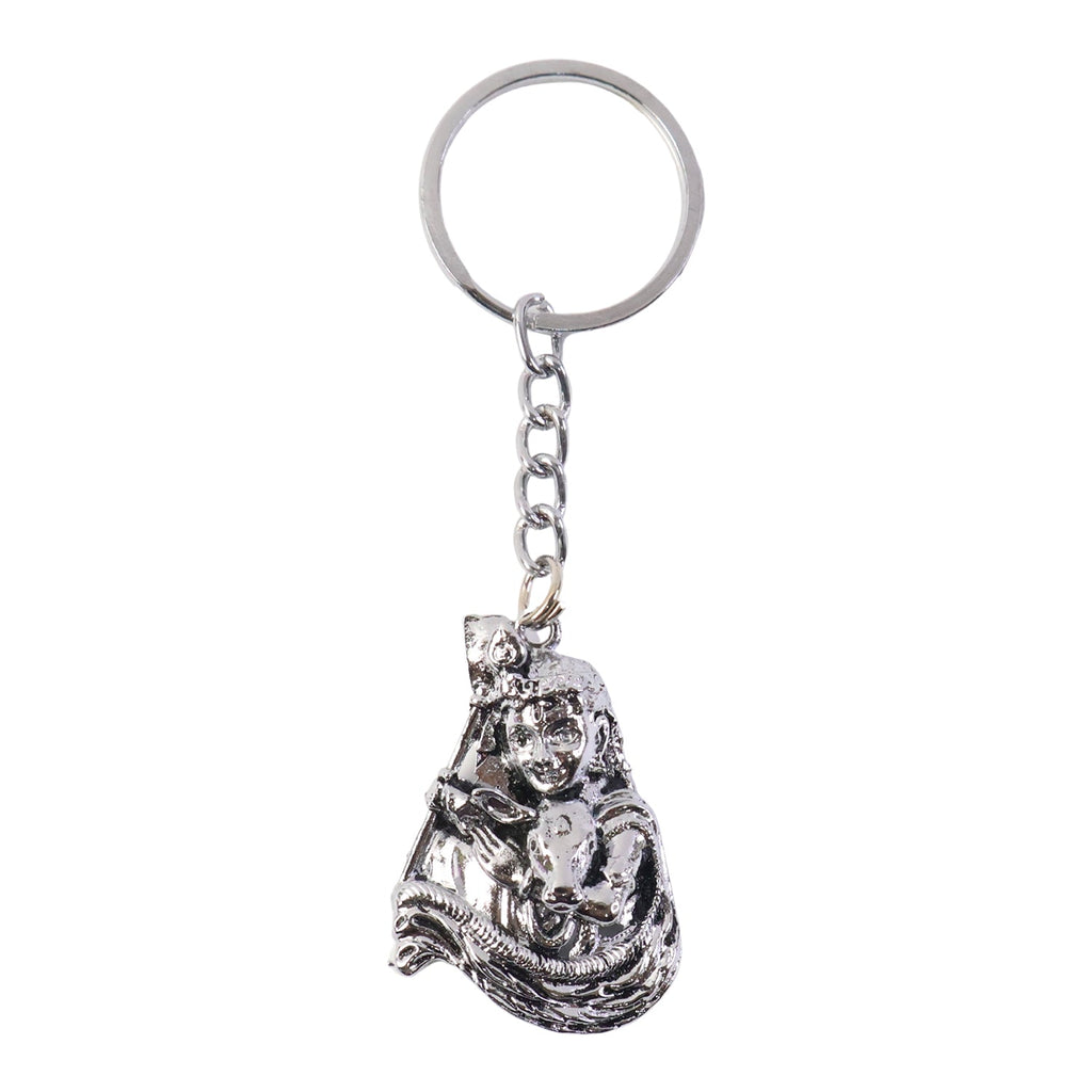 ALVENZA Silver Finish Bal Krishna Metal Keychain – Elegant Devotional Charm