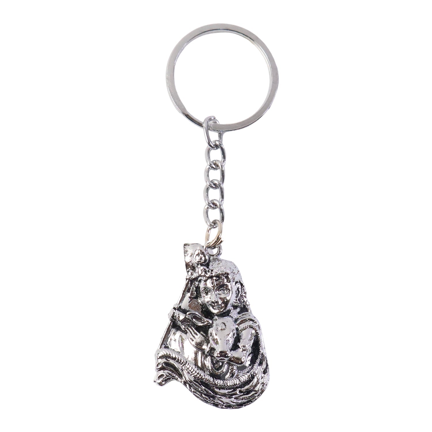 ALVENZA Silver Finish Bal Krishna Metal Keychain – Elegant Devotional Charm