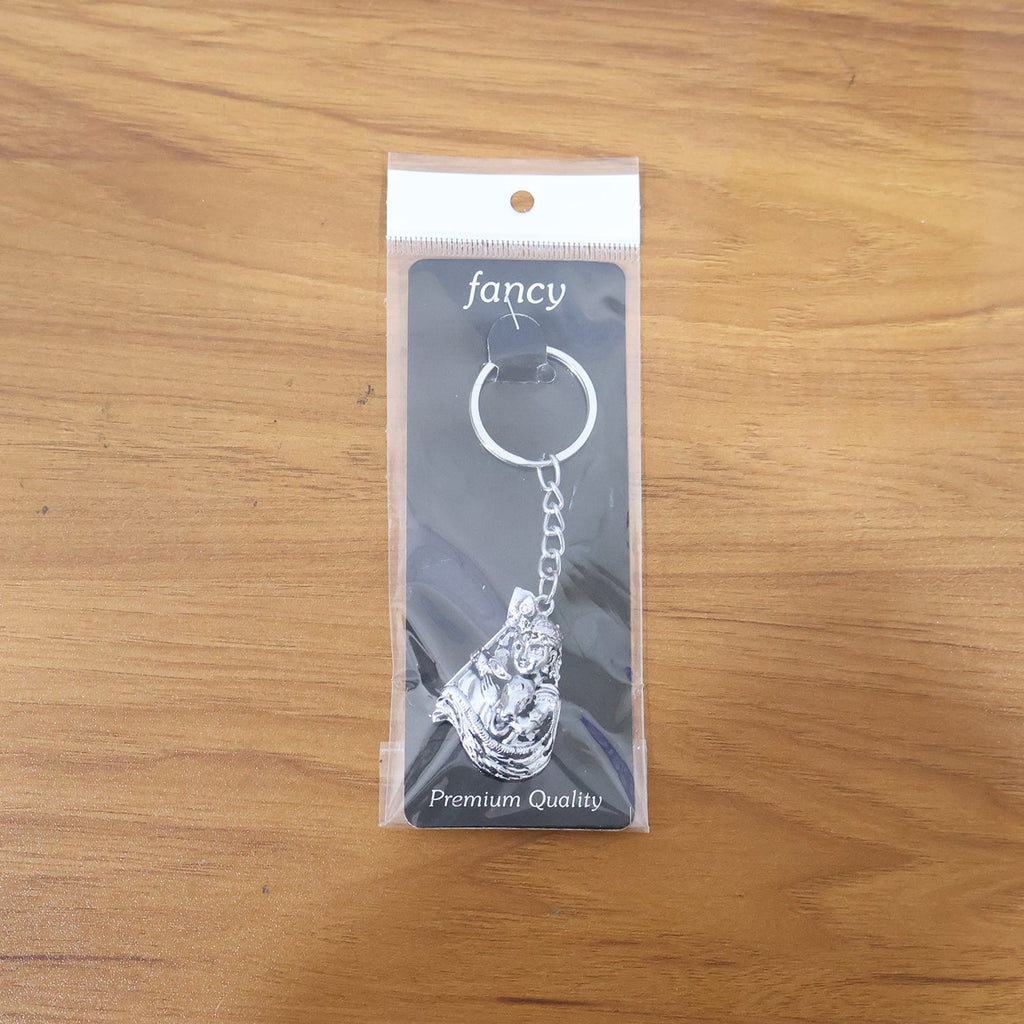 ALVENZA Silver Finish Bal Krishna Metal Keychain – Elegant Devotional Charm