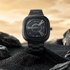 Black Metal Strap Square Analog Watch – Elegant & Bold Accessory