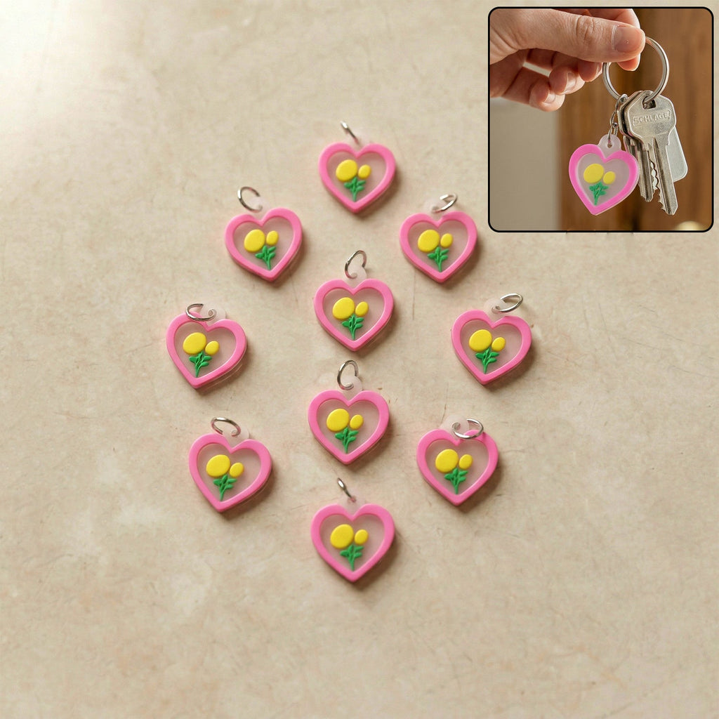 ALVENZA Cute Heart & Flower Bag Charm Set – Versatile & Stylish