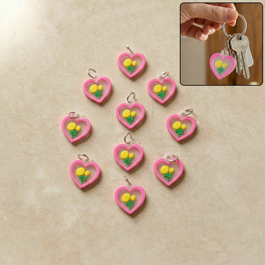ALVENZA Cute Heart & Flower Bag Charm Set – Versatile & Stylish
