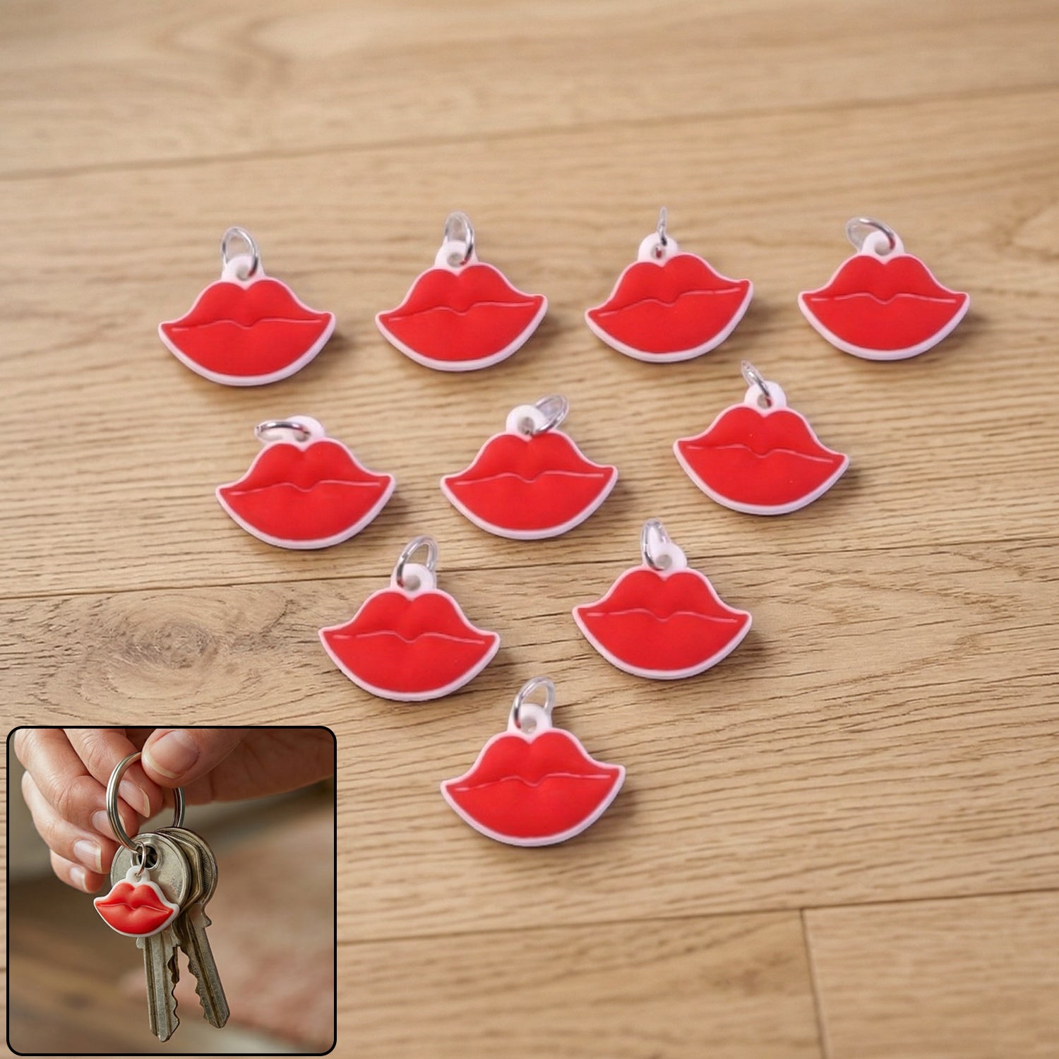 ALVENZA Lips Shape Bag Charm Keychain – Trendy Decoration for Bags & Keys