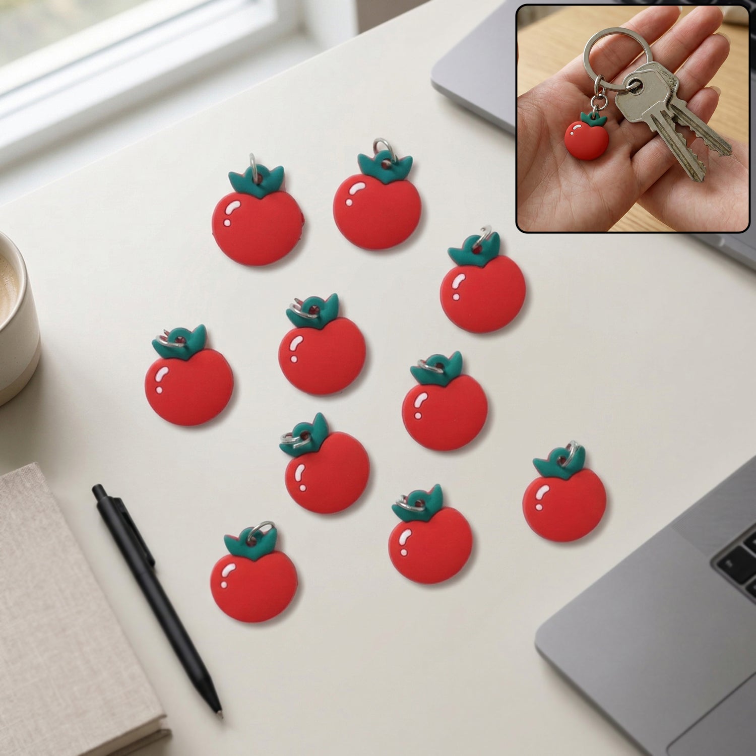 ALVENZA Red Apple Keychain – Cute & Versatile Bag Charm for Gifts