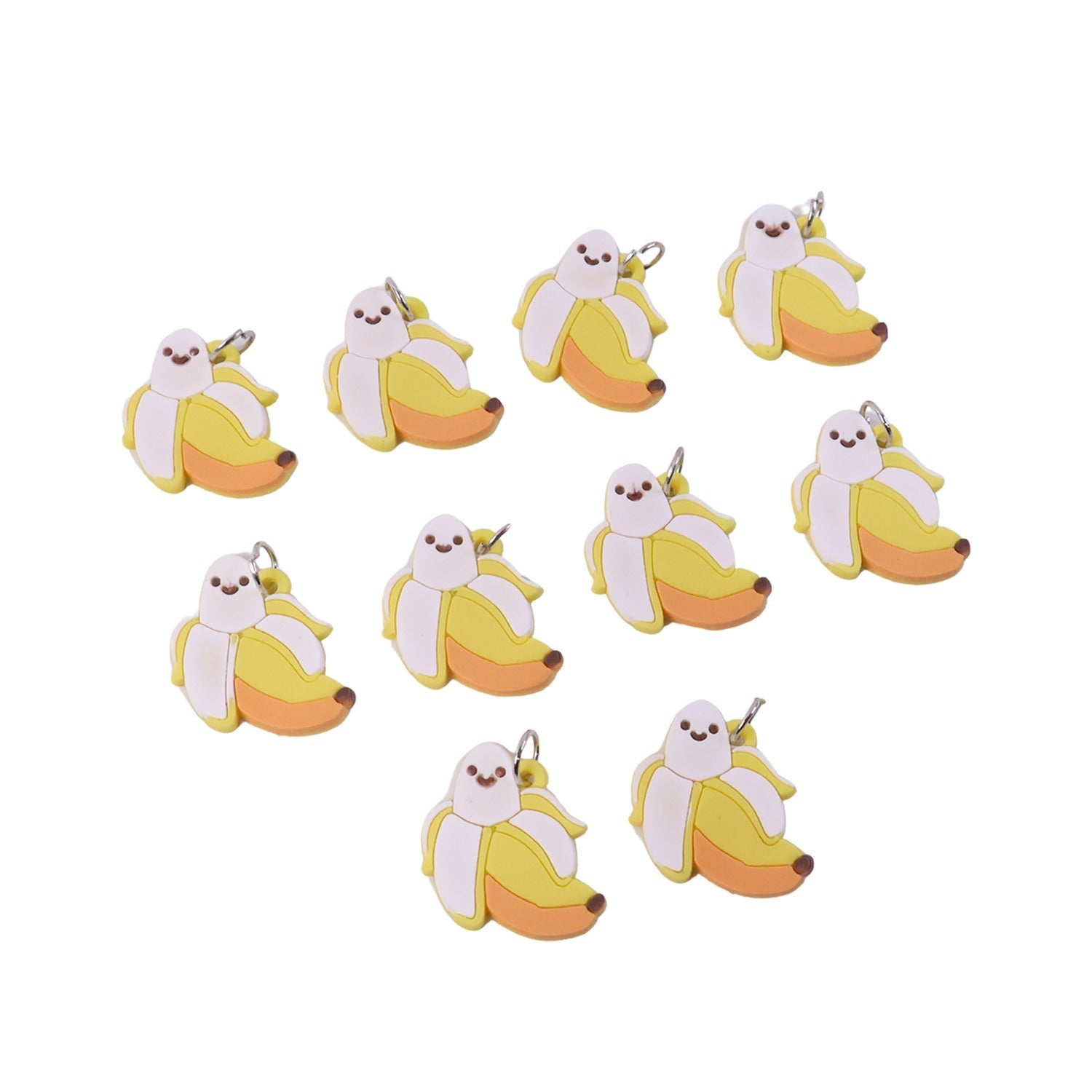 ALVENZA Cartoon Banana Keychains – Cheerful 10pc Set for Bags & Keys