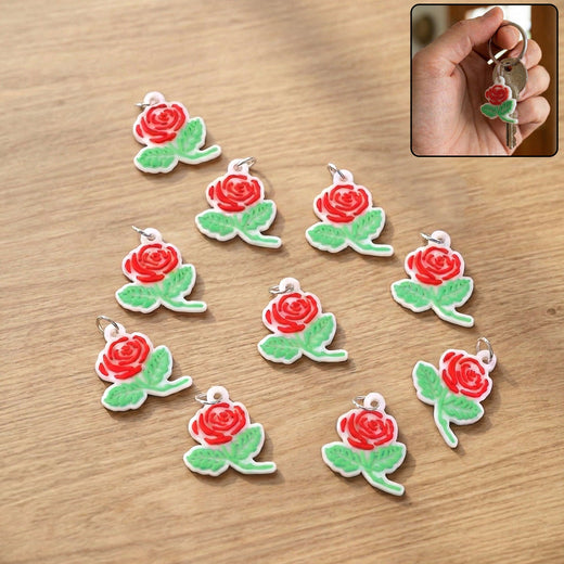 ALVENZA Rose Flower Design Bag Charm Keychain Set – Elegant Floral Accessory