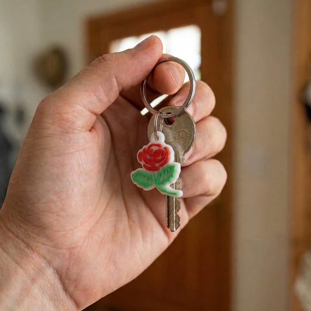 ALVENZA Rose Flower Design Bag Charm Keychain Set – Elegant Floral Accessory