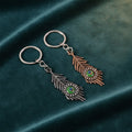 ALVENZA Mor Pankh Peacock Feather Keychain – Elegant Crystal Accent