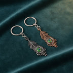 ALVENZA Mor Pankh Peacock Feather Keychain – Elegant Crystal Accent