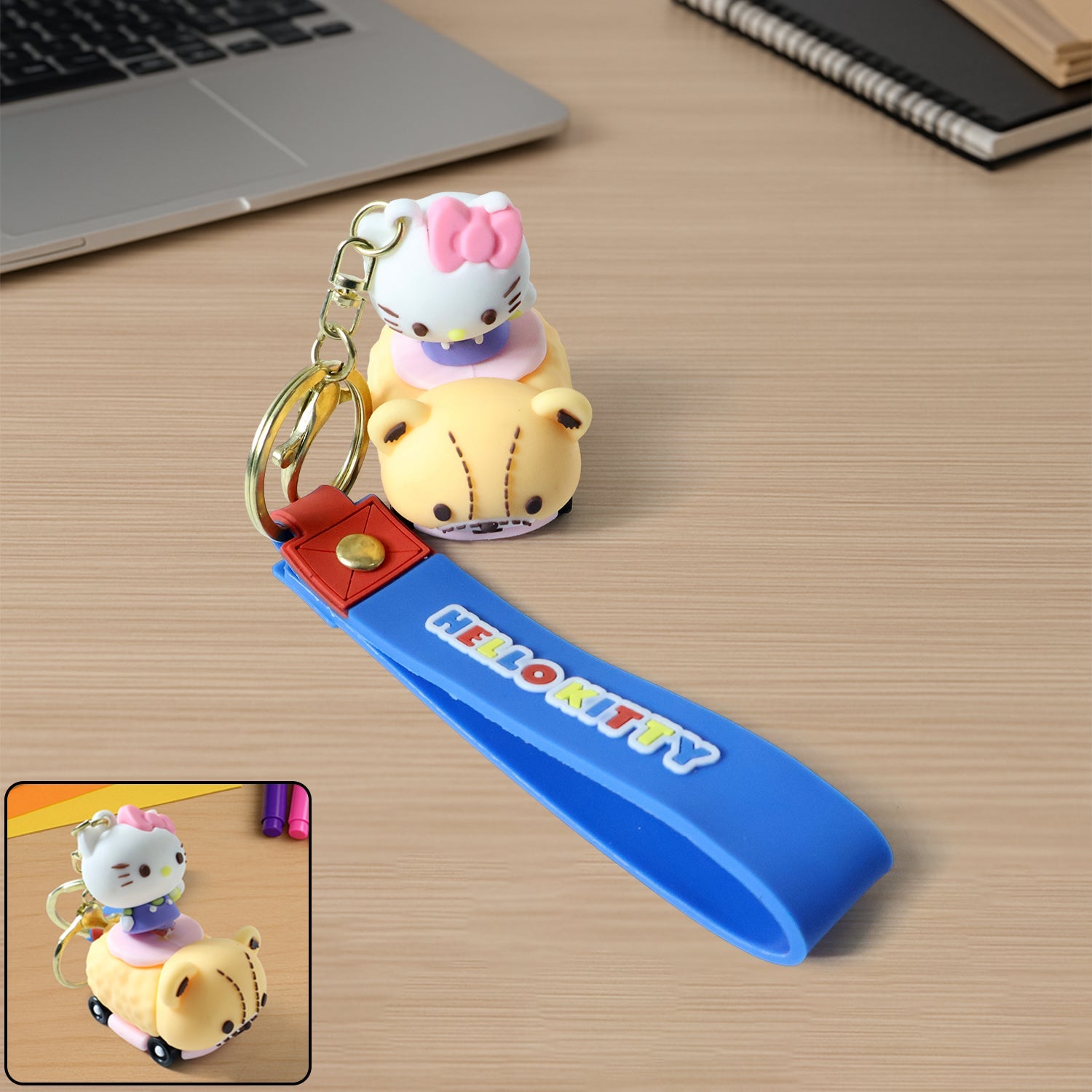ALVENZA Cartoon Cat Silicone Keychain – Cute Soft Key Holder with Wrist Strap