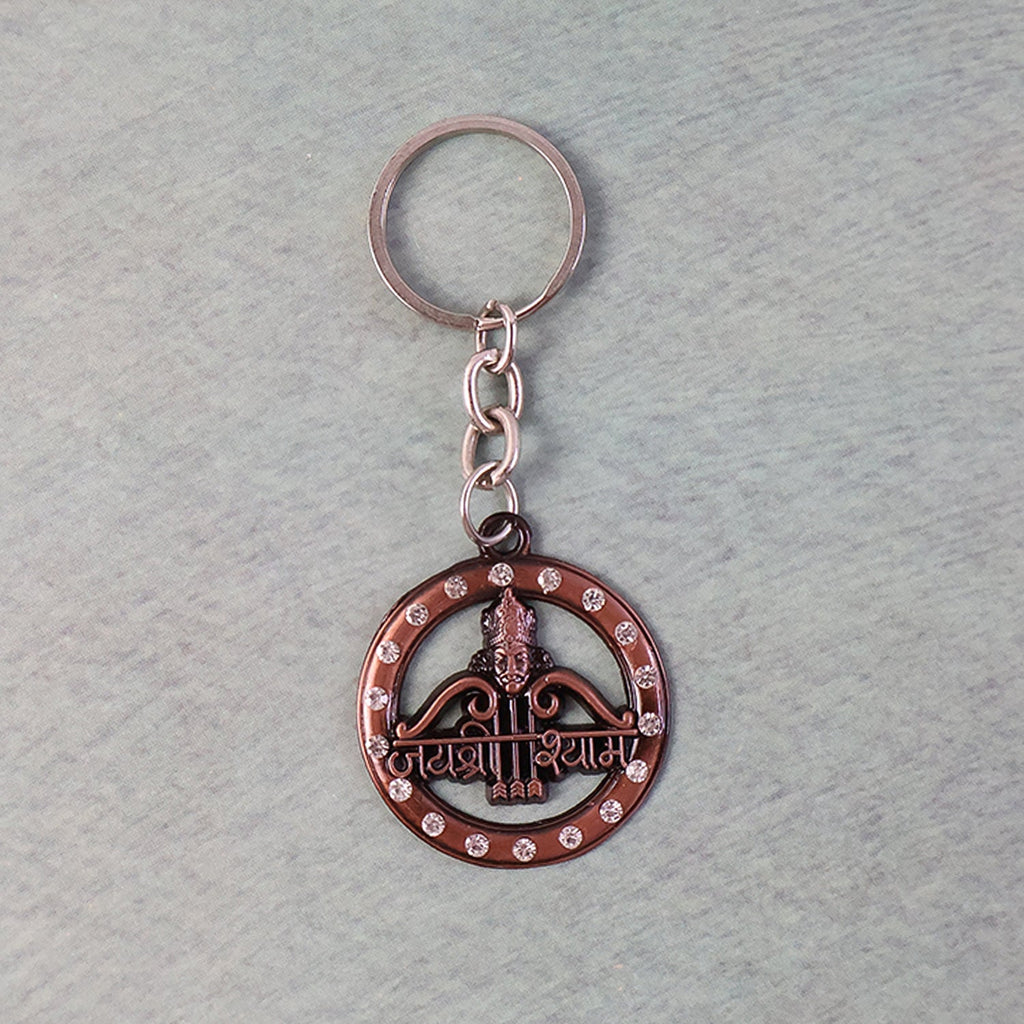 ALVENZA Jai Shree Shyam Keychain – Durable Metal with Crystal Accent