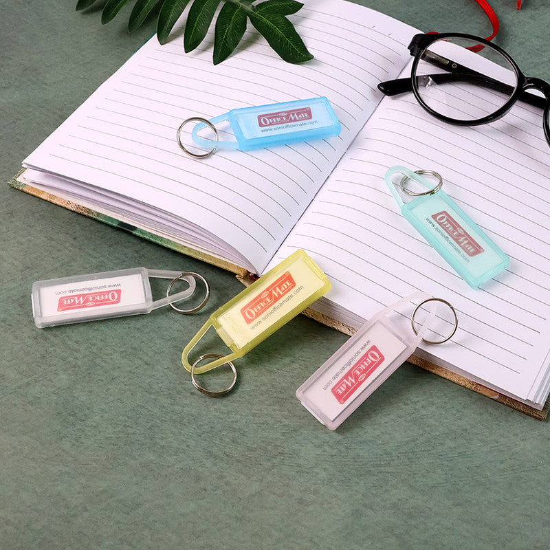 ALVENZA Key Tag Jar – 50 Assorted Colour Keychains with Writeable Labels