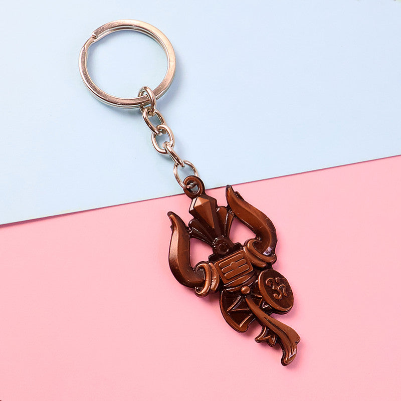 ALVENZA Trishul Damru Om Keychain – Spiritual Antique Finish for Daily Use