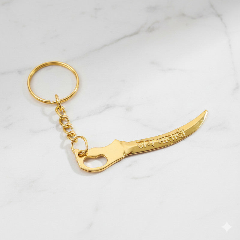 ALVENZA Golden Mataji Sword Keychain – Durable & Stylish Devotional Accessory