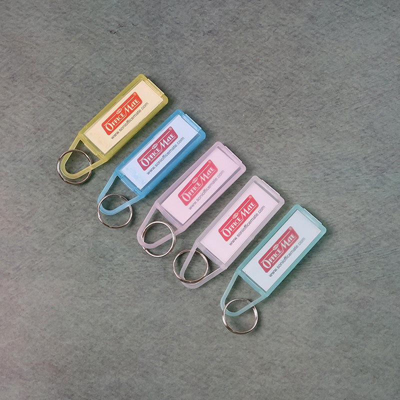 ALVENZA Key Tag Jar – 50 Assorted Colour Keychains with Writeable Labels